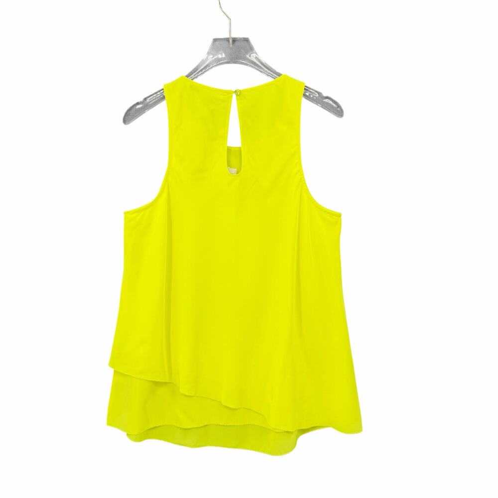 Trina Turk NWT Kesso Bright Neon Yellow 100% Silk Layered Hem Tank Blouse - Picture 7 of 10
